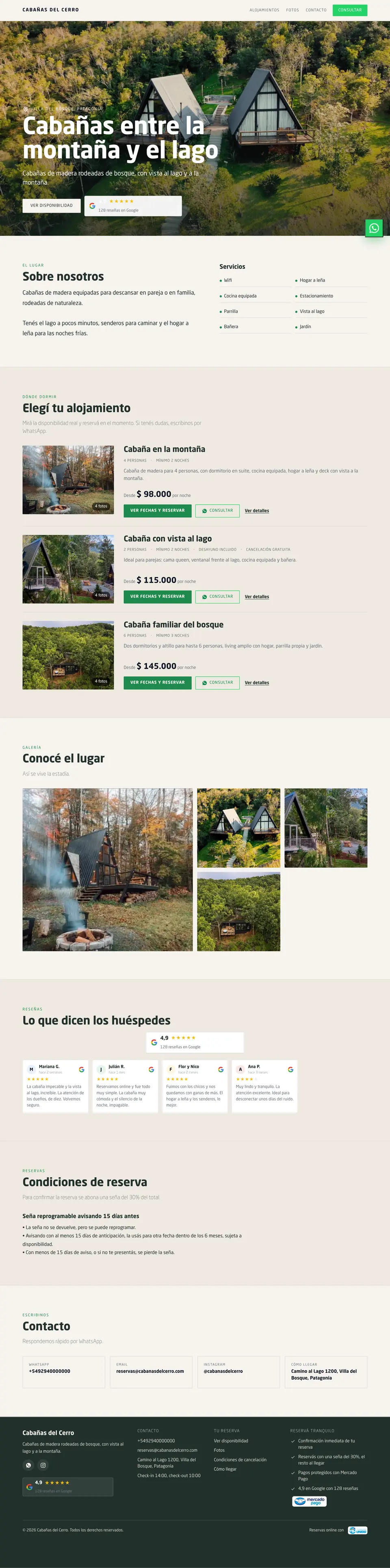 Plantilla Patagonia del sitio web de Turismo Unido